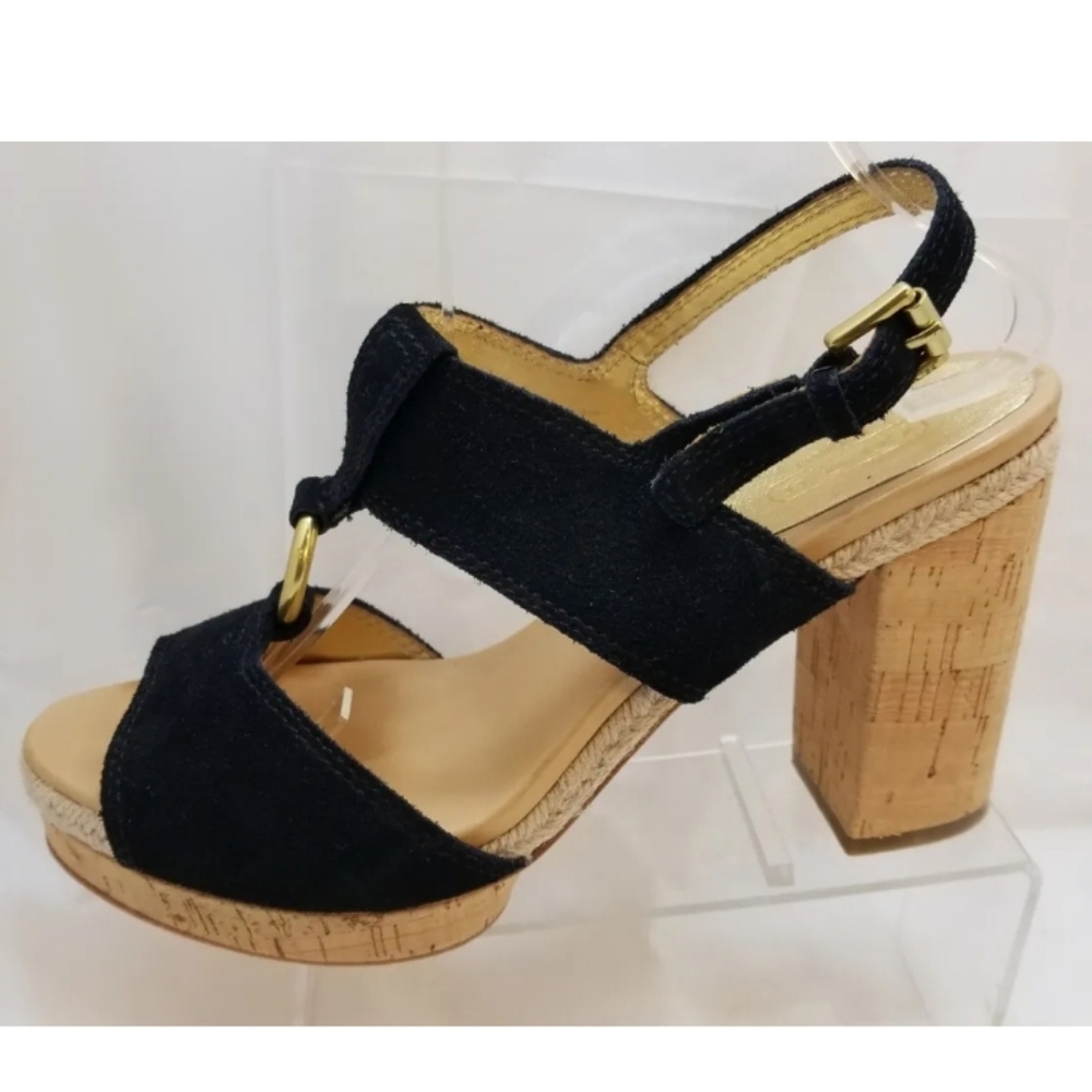 Coach Valeann Suede Leather Cork Platform Block Heel Strappy Sandal, 10,… - Picture 6 of 10